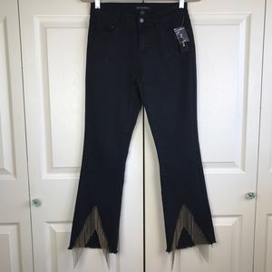 Juliette Chain Fringe Ankle Detail Black Jeans 4